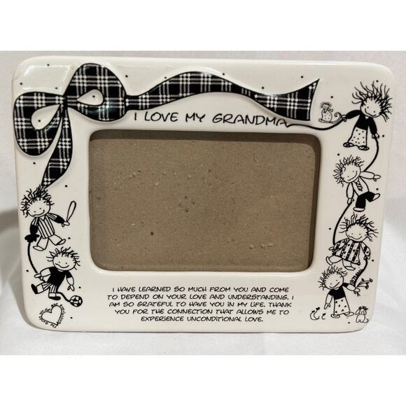 Vintage I love my Grandma Picture Frame Poem Sentiment Children 4" x 6" pottery - Picture 1 of 11